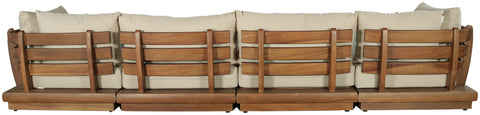 Zadie Tan 150 Water Resistant Fabric Upholstered Outdoor Patio Modular Sofa, 4-Piece