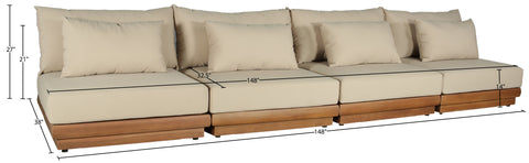 Zadie Tan 148 Water Resistant Fabric Upholstered Outdoor Patio Modular Sofa , 4-Piece (Style 1)
