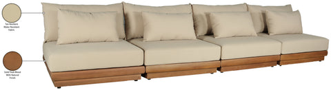 Zadie Tan 148 Water Resistant Fabric Upholstered Outdoor Patio Modular Sofa , 4-Piece (Style 1)