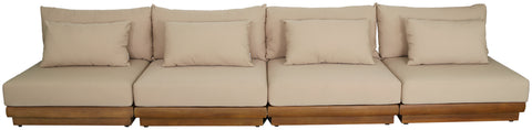 Zadie Tan 148 Water Resistant Fabric Upholstered Outdoor Patio Modular Sofa , 4-Piece (Style 1)