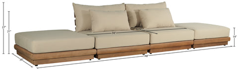 Zadie Tan 148 Water Resistant Fabric Upholstered Outdoor Patio Modular Sofa , 4-Piece (Style 2)