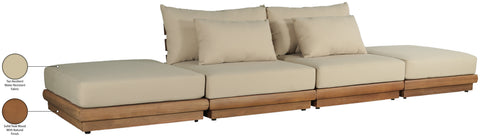 Zadie Tan 148 Water Resistant Fabric Upholstered Outdoor Patio Modular Sofa , 4-Piece (Style 2)