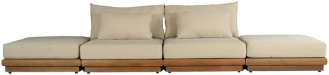 Zadie Tan 148 Water Resistant Fabric Upholstered Outdoor Patio Modular Sofa , 4-Piece (Style 2)