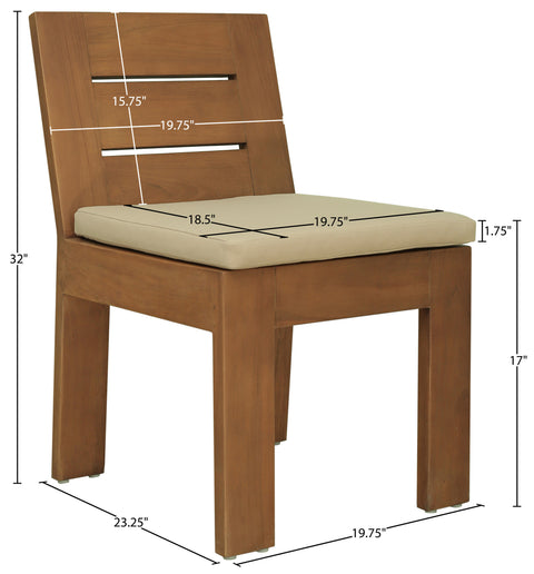 Zadie Tan Water Resistant Fabric Upholstered Outdoor Patio Dining Side Chair, 1 Piece
