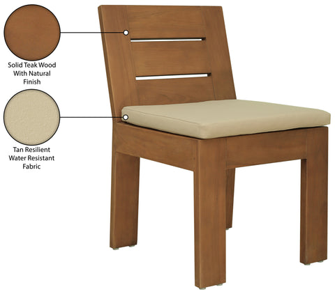 Zadie Tan Water Resistant Fabric Upholstered Outdoor Patio Dining Side Chair, 1 Piece