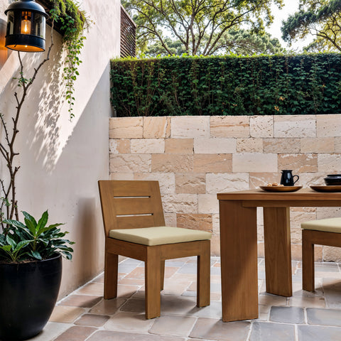 Zadie Tan Water Resistant Fabric Upholstered Outdoor Patio Dining Side Chair, 1 Piece