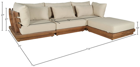 Zadie Tan 113 Water Resistant Fabric Upholstered Outdoor Patio Modular Sectional , 4-Piece (Style 1)