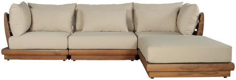 Zadie Tan 113 Water Resistant Fabric Upholstered Outdoor Patio Modular Sectional , 4-Piece (Style 1)