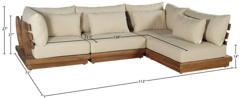 Zadie Tan 113 Water Resistant Fabric Upholstered Outdoor Patio Modular Sectional , 4-Piece (Style 2)