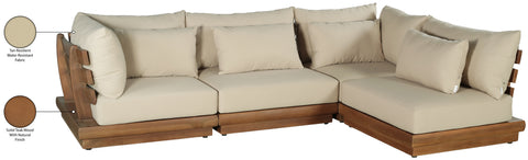 Zadie Tan 113 Water Resistant Fabric Upholstered Outdoor Patio Modular Sectional , 4-Piece (Style 2)