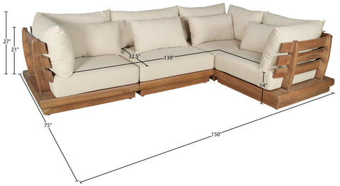 Zadie Tan 113 Water Resistant Fabric Upholstered Outdoor Patio Modular Sectional , 4-Piece (Style 3)