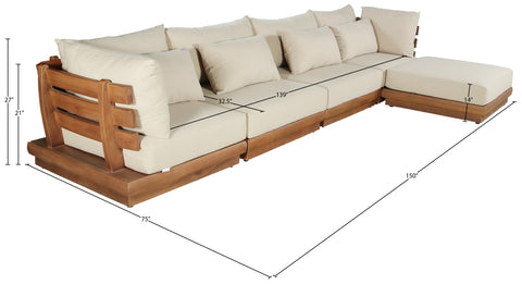Zadie Tan 150 Water Resistant Fabric Upholstered Outdoor Patio Modular Sectional , 5-Piece (Style 1)