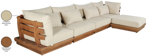 Zadie Tan 150 Water Resistant Fabric Upholstered Outdoor Patio Modular Sectional , 5-Piece (Style 1)