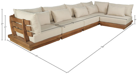 Zadie Tan 150 Water Resistant Fabric Upholstered Outdoor Patio Modular Sectional , 5-Piece (Style 2)