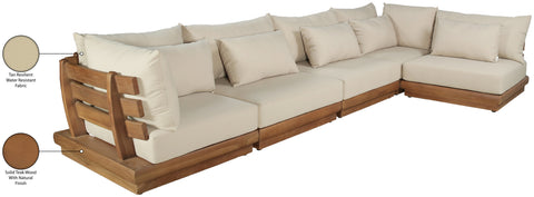 Zadie Tan 150 Water Resistant Fabric Upholstered Outdoor Patio Modular Sectional , 5-Piece (Style 2)