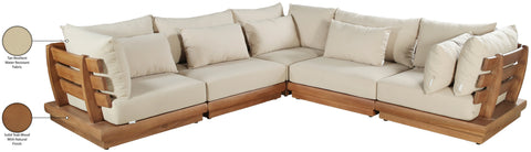 Zadie Tan 113 Water Resistant Fabric Upholstered Outdoor Patio Modular Sectional, 5-Piece