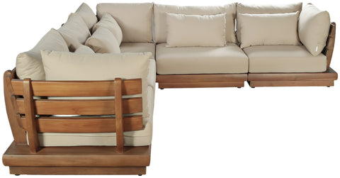 Zadie Tan 113 Water Resistant Fabric Upholstered Outdoor Patio Modular Sectional, 5-Piece