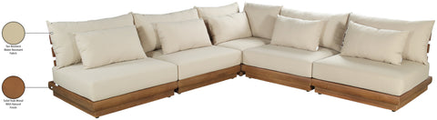 Zadie Tan 112 Water Resistant Fabric Upholstered Outdoor Patio Modular Sectional, 5-Piece