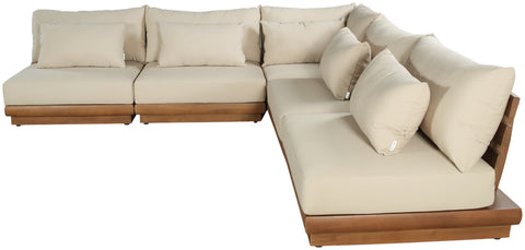 Zadie Tan 112 Water Resistant Fabric Upholstered Outdoor Patio Modular Sectional, 5-Piece