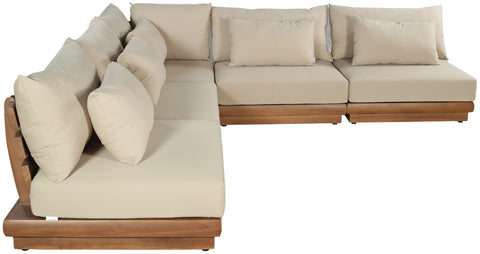 Zadie Tan 112 Water Resistant Fabric Upholstered Outdoor Patio Modular Sectional, 5-Piece