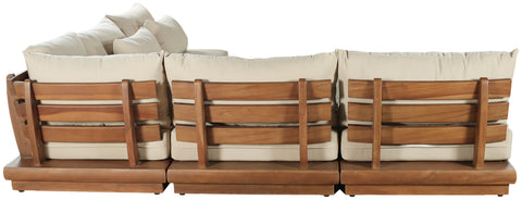 Zadie Tan 112 Water Resistant Fabric Upholstered Outdoor Patio Modular Sectional, 5-Piece