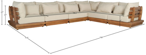 Zadie Tan 150 Water Resistant Fabric Upholstered Outdoor Patio Modular Sectional , 6-Piece (Style 1)