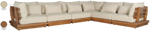 Zadie Tan 150 Water Resistant Fabric Upholstered Outdoor Patio Modular Sectional , 6-Piece (Style 1)