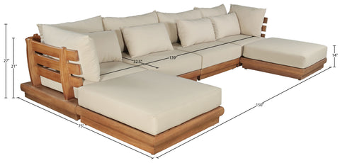 Zadie Tan 150 Water Resistant Fabric Upholstered Outdoor Patio Modular Sectional , 6-Piece (Style 2)