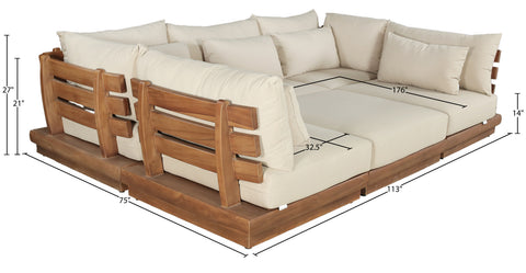 Zadie Tan 113 Water Resistant Fabric Upholstered Outdoor Patio Modular Sectional, 6-Piece