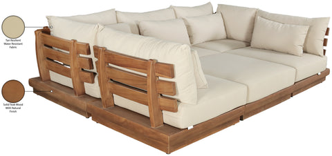 Zadie Tan 113 Water Resistant Fabric Upholstered Outdoor Patio Modular Sectional, 6-Piece