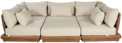 Zadie Tan 113 Water Resistant Fabric Upholstered Outdoor Patio Modular Sectional, 6-Piece