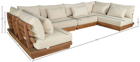 Zadie Tan 150 Water Resistant Fabric Upholstered Outdoor Patio Modular Sectional , 6-Piece (Style 3)