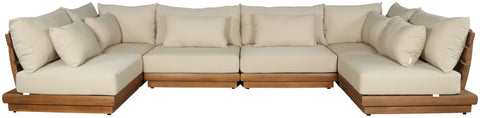 Zadie Tan 150 Water Resistant Fabric Upholstered Outdoor Patio Modular Sectional , 6-Piece (Style 3)