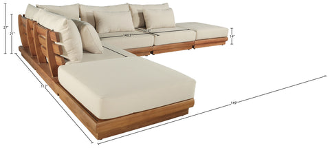 Zadie Tan 149 Water Resistant Fabric Upholstered Outdoor Patio Modular Sectional, 6-Piece