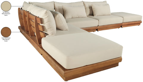 Zadie Tan 149 Water Resistant Fabric Upholstered Outdoor Patio Modular Sectional, 6-Piece