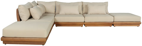 Zadie Tan 149 Water Resistant Fabric Upholstered Outdoor Patio Modular Sectional, 6-Piece