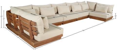 Zadie Tan 187 Water Resistant Fabric Upholstered Outdoor Patio Modular Sectional, 7-Piece