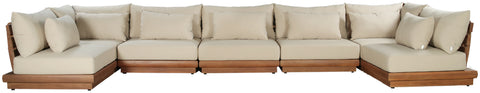Zadie Tan 187 Water Resistant Fabric Upholstered Outdoor Patio Modular Sectional, 7-Piece
