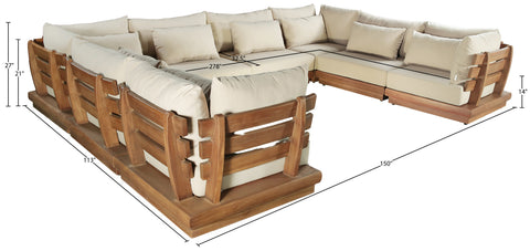 Zadie Tan 150 Water Resistant Fabric Upholstered Outdoor Patio Modular Sectional, 8-Piece