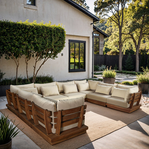 Zadie Tan 150 Water Resistant Fabric Upholstered Outdoor Patio Modular Sectional, 8-Piece