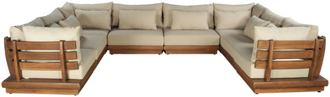 Zadie Tan 150 Water Resistant Fabric Upholstered Outdoor Patio Modular Sectional, 8-Piece