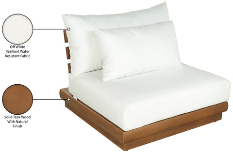 Zadie White Off-White Water Resistant Fabric Upholstered Outdoor Patio Modular Armless Chair, 1 Piece