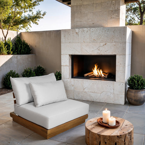 Zadie White Off-White Water Resistant Fabric Upholstered Outdoor Patio Modular Armless Chair, 1 Piece