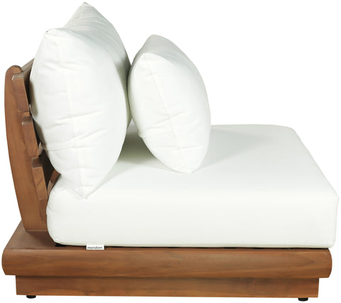 Zadie White Off-White Water Resistant Fabric Upholstered Outdoor Patio Modular Armless Chair, 1 Piece