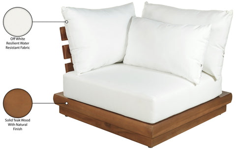Zadie White Off-White Water Resistant Fabric Upholstered Outdoor Patio Modular Corner Chair, 1 Piece