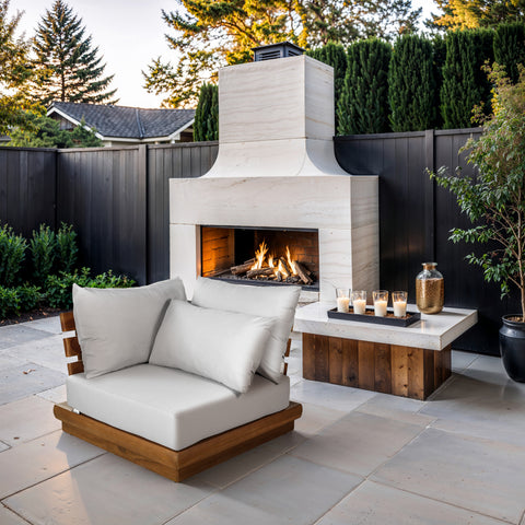 Zadie White Off-White Water Resistant Fabric Upholstered Outdoor Patio Modular Corner Chair, 1 Piece