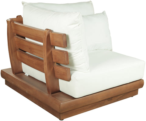 Zadie White Off-White Water Resistant Fabric Upholstered Outdoor Patio Modular Corner Chair, 1 Piece