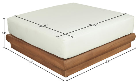 Zadie White Off-White Water Resistant Fabric Upholstered Outdoor Patio Modular Ottoman, 1 Piece