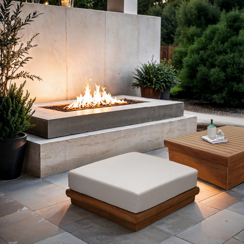 Zadie White Off-White Water Resistant Fabric Upholstered Outdoor Patio Modular Ottoman, 1 Piece