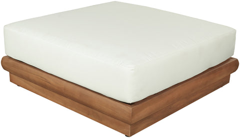 Zadie White Off-White Water Resistant Fabric Upholstered Outdoor Patio Modular Ottoman, 1 Piece